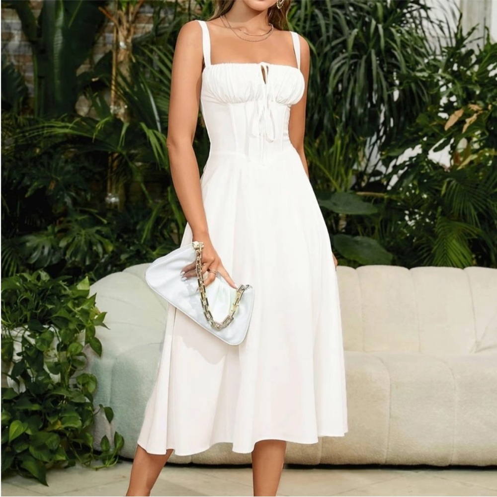 White Milkmaid Midi Dress